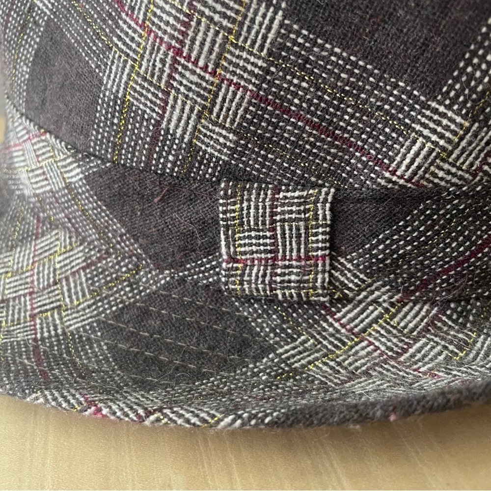 LAST CHANCE Brown Gray Fedora Tartan Plaid Pattern Unisex Hat 57cm Classic - Picture 2 of 6